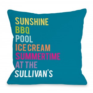 One Bella Casa Personalized Summertime At The Family Throw Pillow HMW9562
